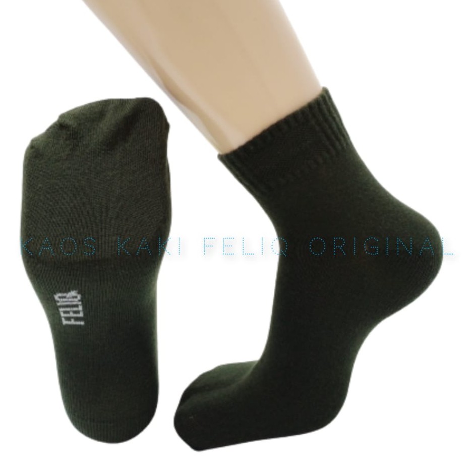 Perpasang Kaos Kaki Tebal Bahan Pe/Kaos Kaki Ankle Sport Feliq-HIJAU ARMI