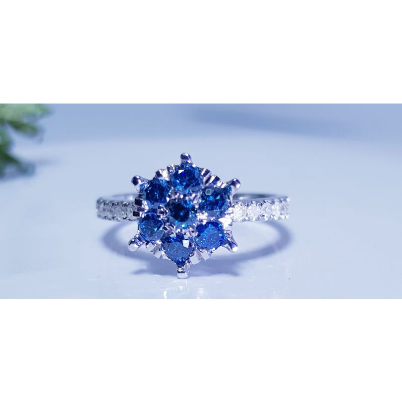 cincin emas berlian biru natural