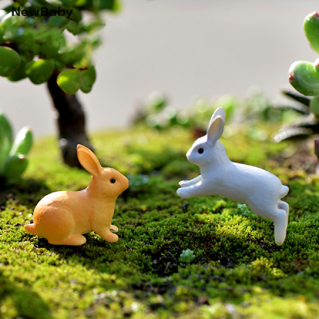 NewBaby 2/4pcs Rabbit Ornaments Miniature Figurine Micro Landscape Terrarium Fairy Decor ID