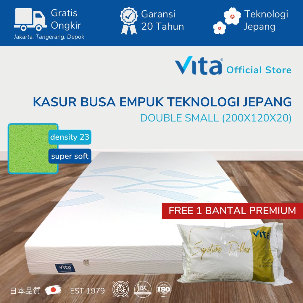 Vita Foam Kasur Busa Empuk Teknologi Jepang - FREE BANTAL - 200x120x20cm