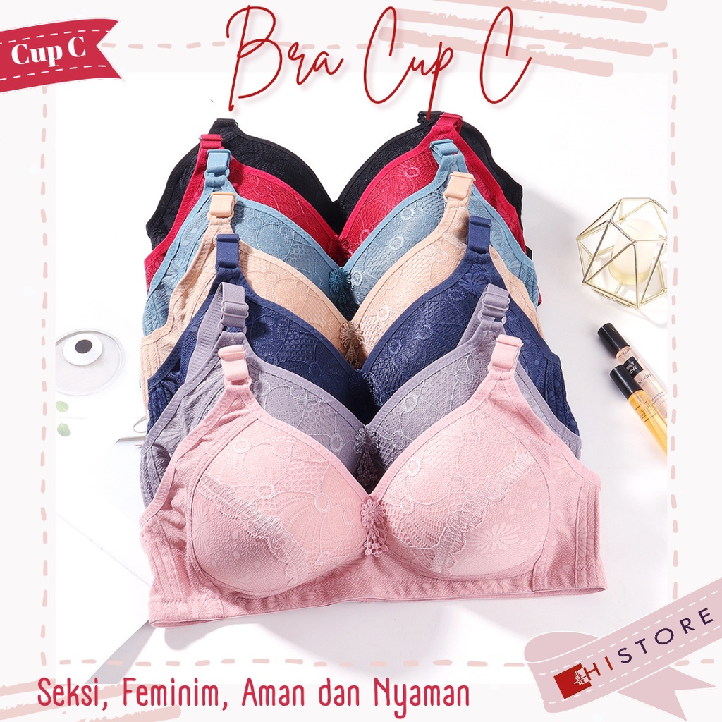 [HI] Bra BH JUMBO Cup 3/4C Fashion Wanita Bra wanita Premium BH Busa Tipis Tanpa Kawat Sangat Nyaman 2030