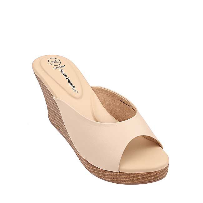 SANDAL WEDGES KULIT HUSH PUPPIES WANITA ORIGINAL TERBARU CREAM HW47