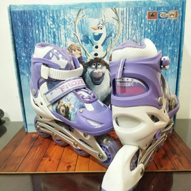 sepatu roda anak bajaj inline skate frozen ungu asli impor promo murah diskon