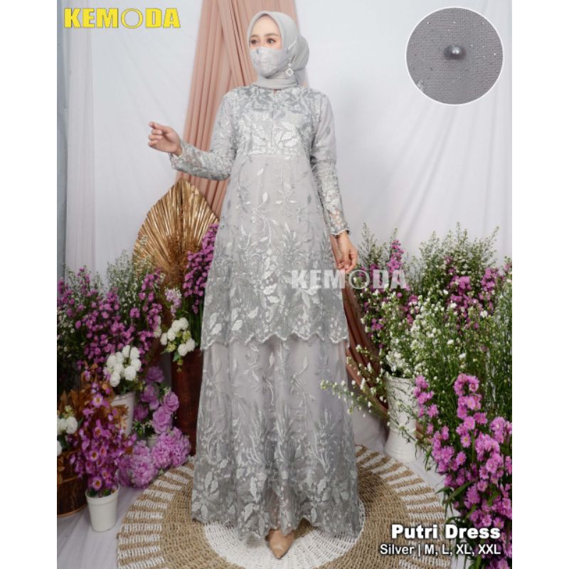 Gamis Brukat  Tulle Zahra_Gamis Pesta Moderen