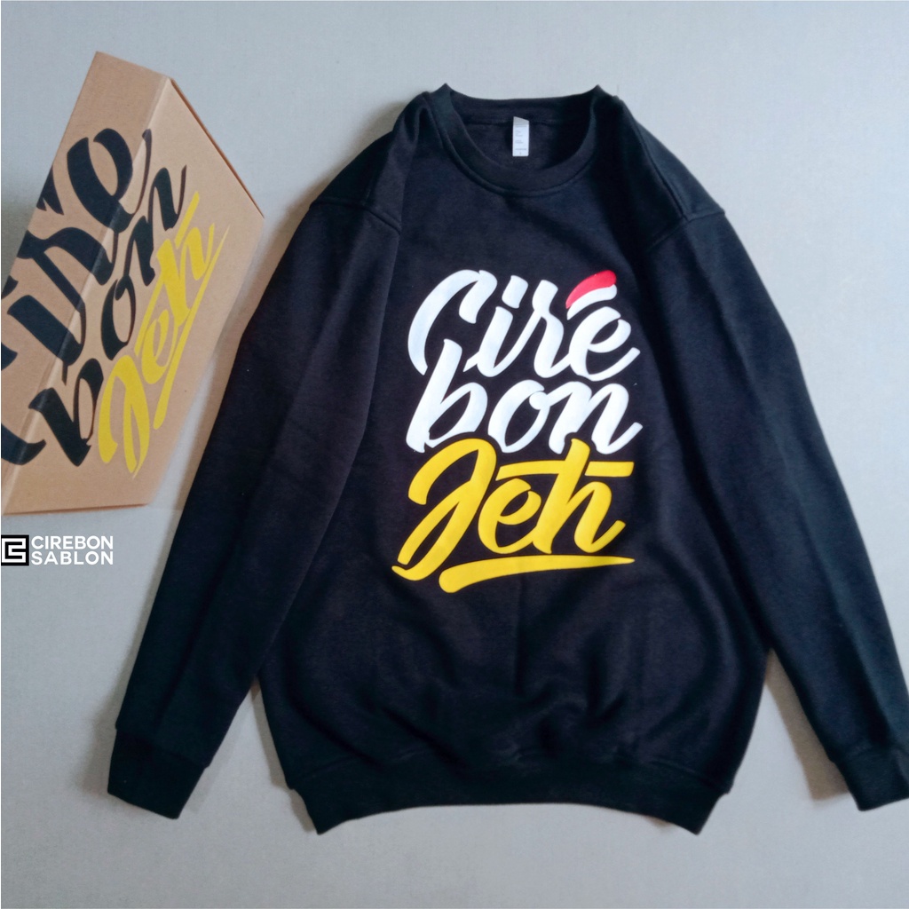 Crewneck Cirebon Jeh Kota Udang Gunung Jati Sweater Cirebon Kaos Cirebon Original - CIREBON TYPOGRAP
