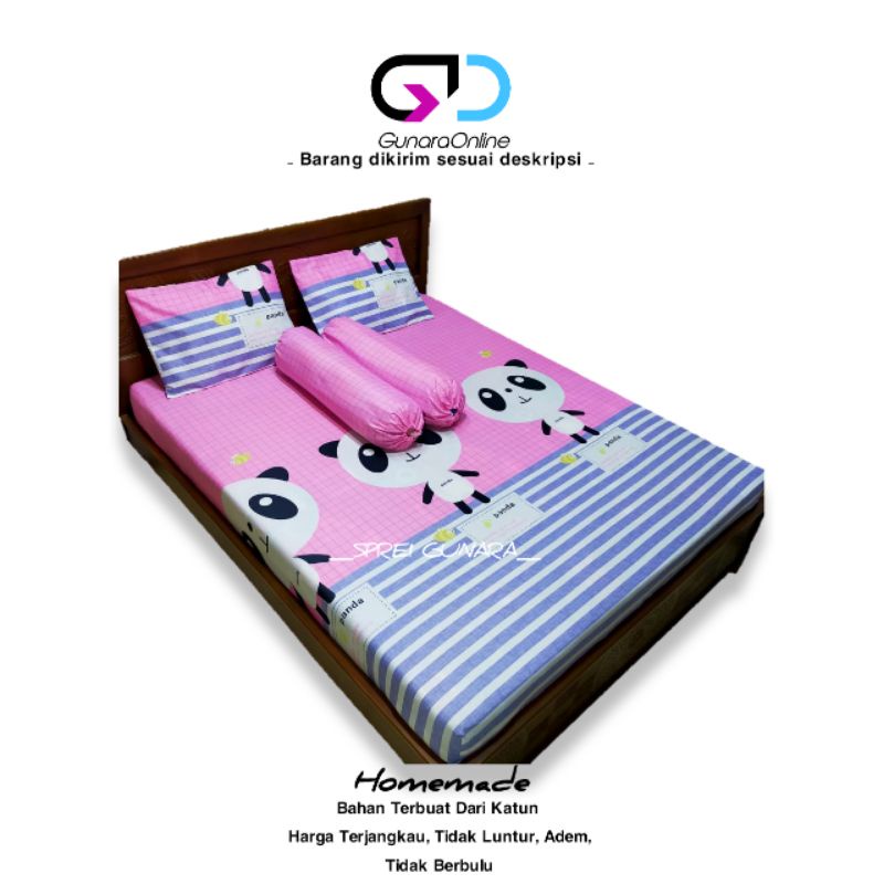 Sprei karakter motif panda pink - 120x200 160x200 180x200 200x200