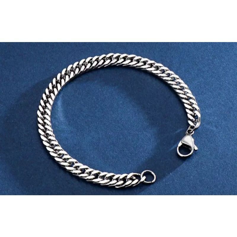 GELANG PRIA SILVER TITANIUM PRIA WANITA MURAH GELANG TANGAN TITANIUM ASLI