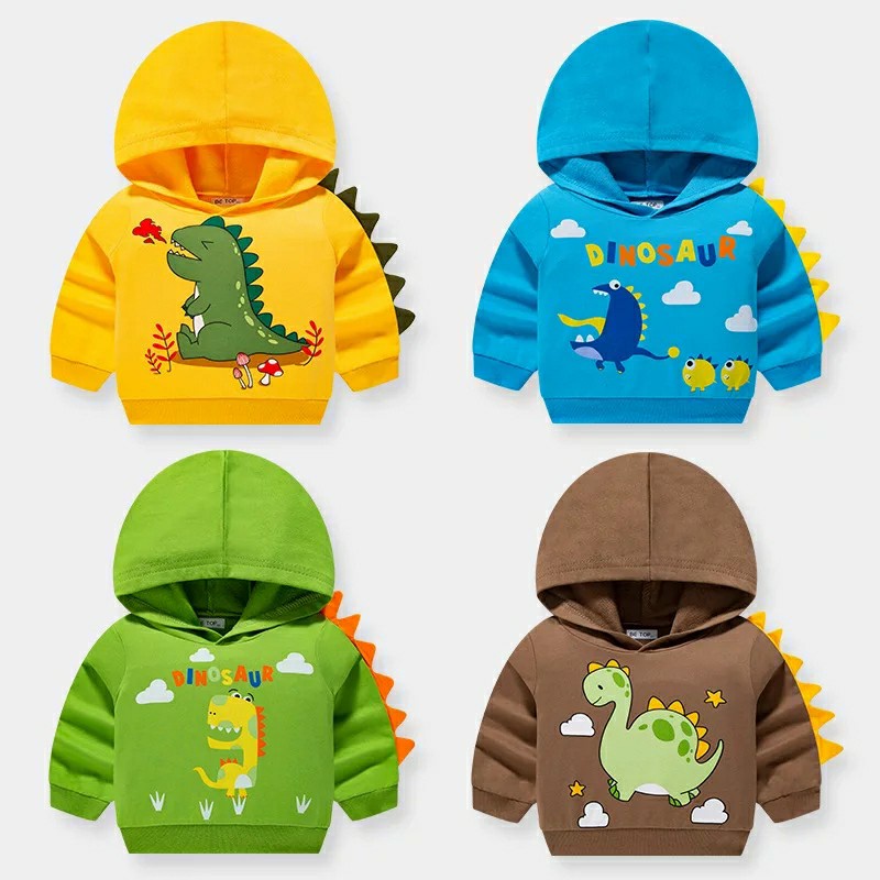 Jaket Hoodie Anak Import / Jaket Anak Cowok Motif Dino Lucu /Jaket Sweater Bayi Anak Balita / Jaket 