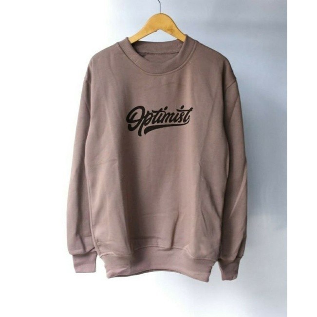 Crewneck Sweater Oblong Optimis Mocca Terbaru Original Unisex Pria dan Wanita