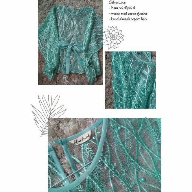 outer hijau mint / brukat kondangan / salma lace by blackred.id (preloved)