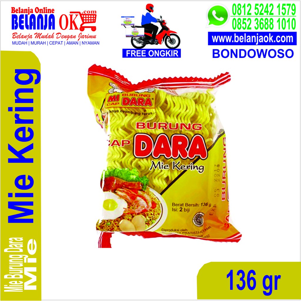 

Mie Kering Burung Dara 136 gram