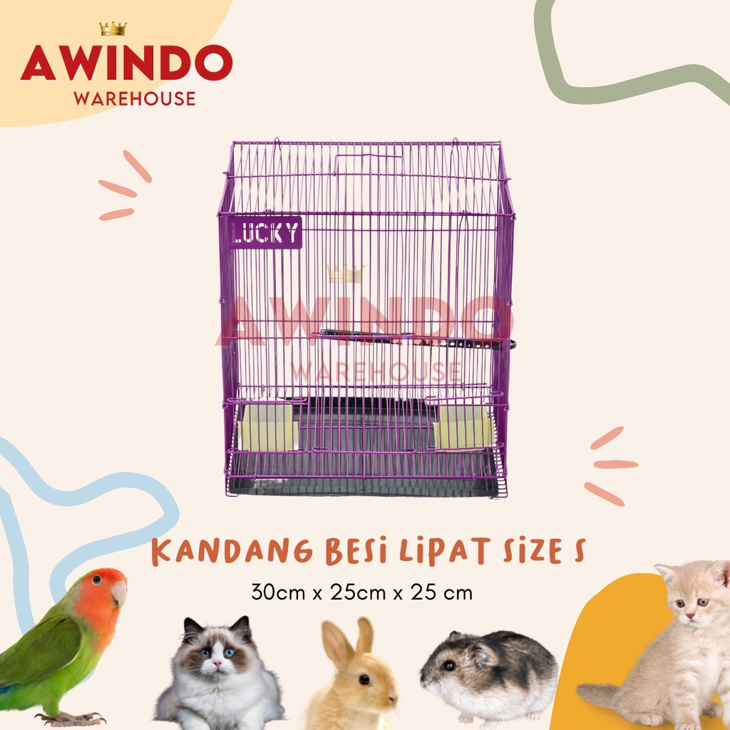 KANDANG BURUNG KELINCI BESI LIPAT SIZE 32x25x32 HAMSTER SUGAR GLIDER TUPAI LUCKY 128