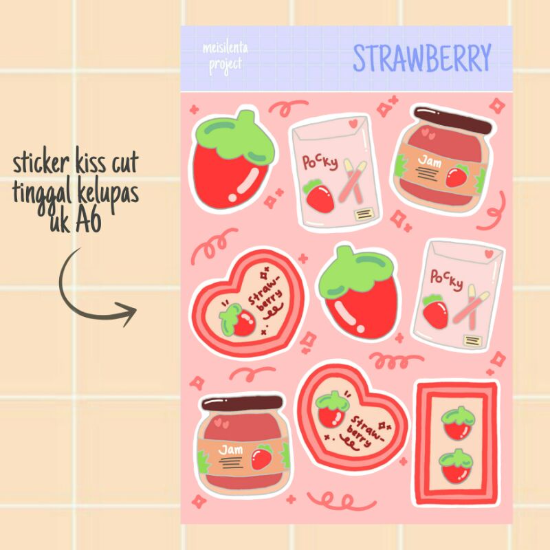 

STRAWBERRY - STICKER DECO KISS CUT / STIKER PLANNER JURNAL SCRAPBOOK LUCU MURAH BY MEISILENTA PROJECT