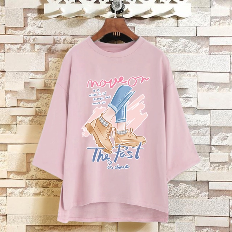 PUFFY_ID Kaos oversize tunik wanita MOVE ON baju wanita lengan 3/4 premium