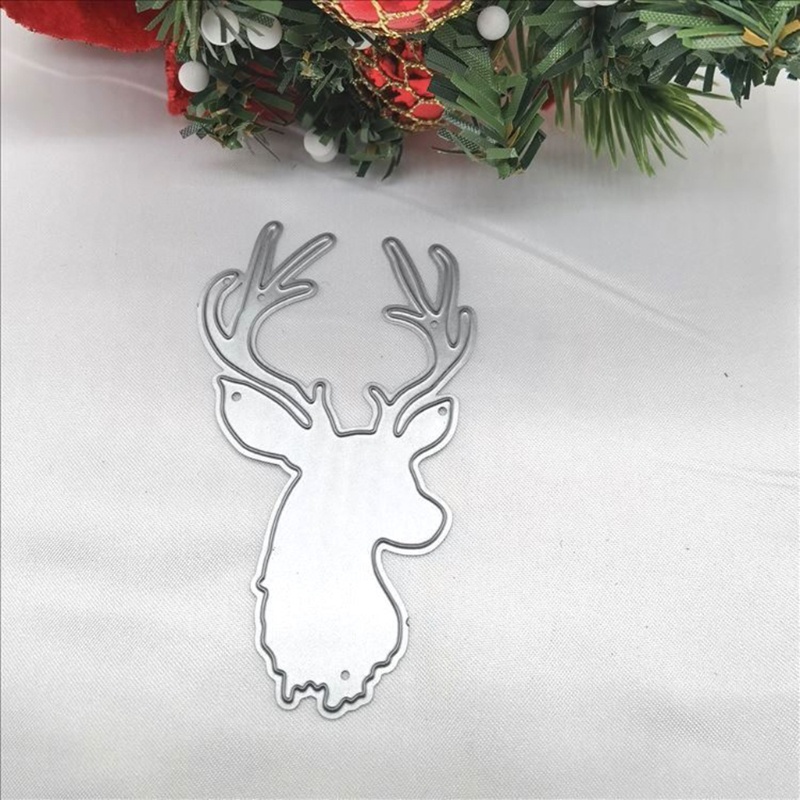 Stensil Cutting Dies Bahan Logam Desain Rusa Natal Untuk Scrapbook Album Foto Kartu Ucapan