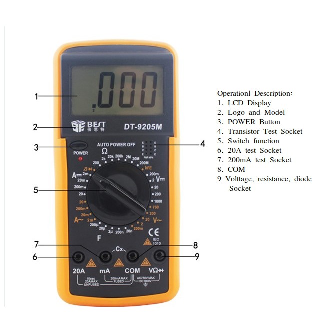 Multimeter Digital DT-9205M DT9205M DT 9205