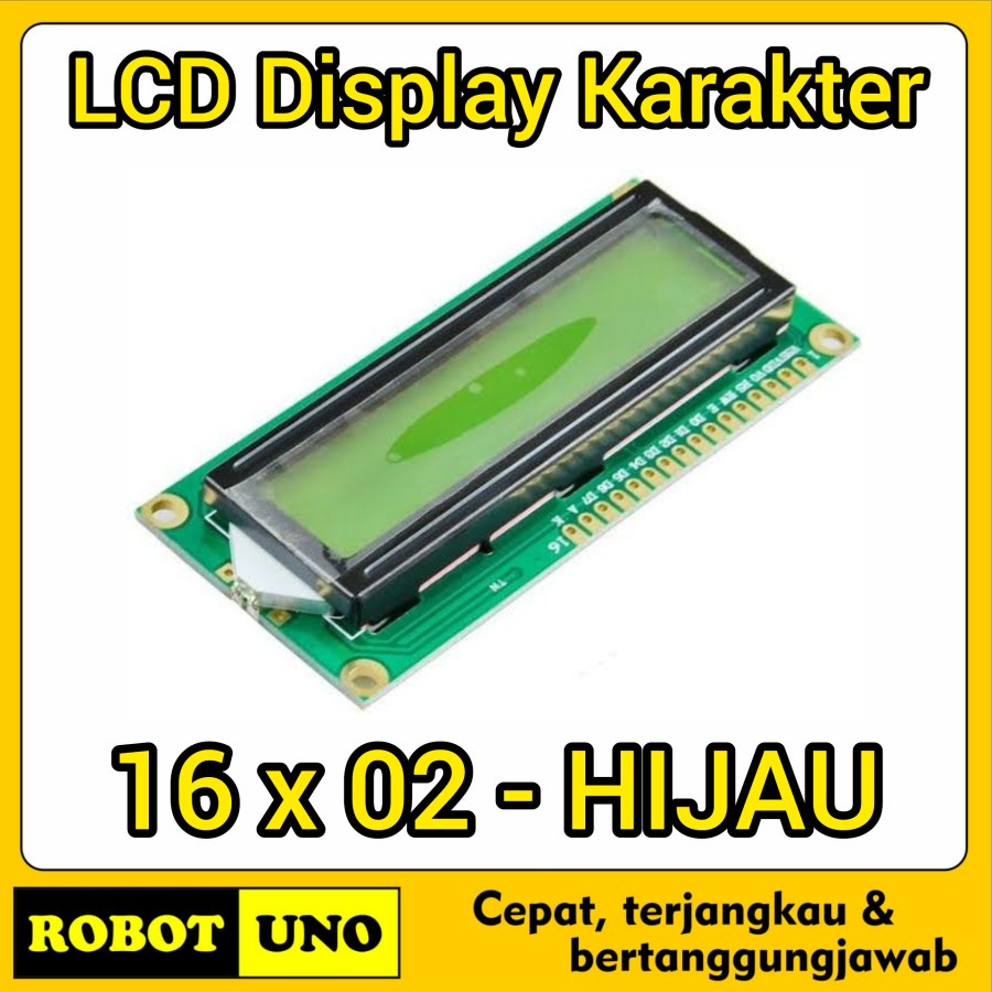 LCD 16x2 1602 LCD Character Display Hijau Karakter 1602 16x02 5V Green/Hijau LCD For Arduino
