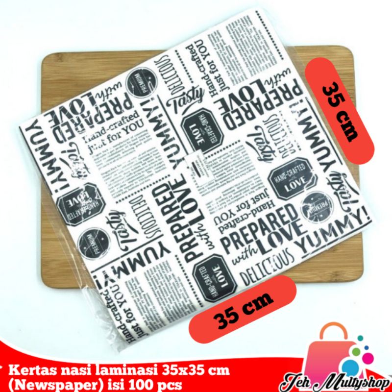 

Kertas nasi laminasi 35x35 cm isi 100 pcs anti lengket/wax paper