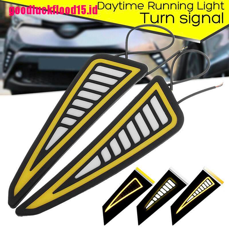 {LUCKID}Car LED Bumper Strip COB Daytime Running Light Yellow Turn Signal DayLight DRL