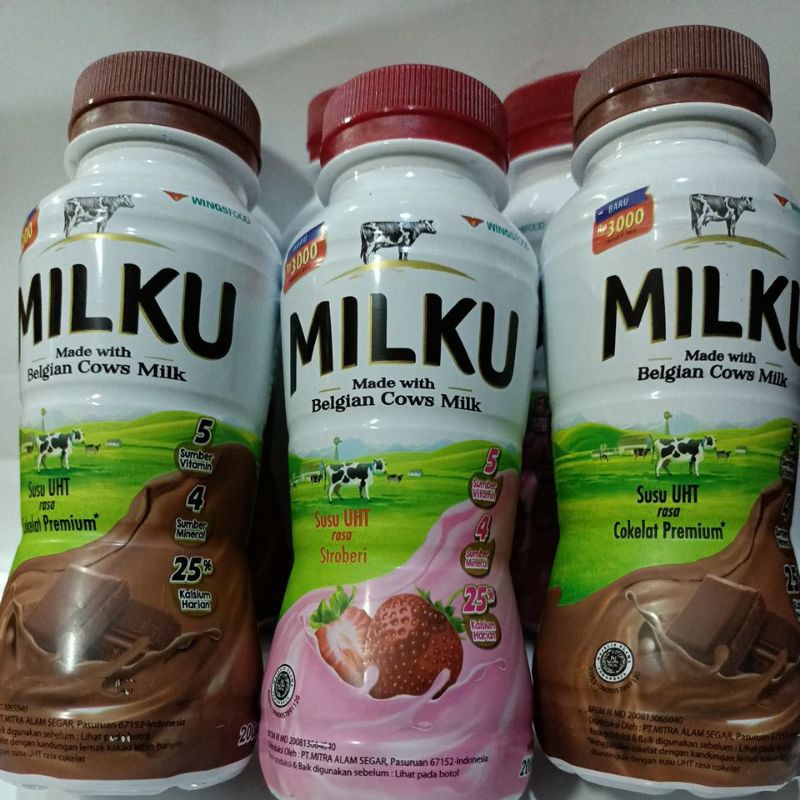 

Milku Susu UHT rasa coklat dan Strawberry @200ML