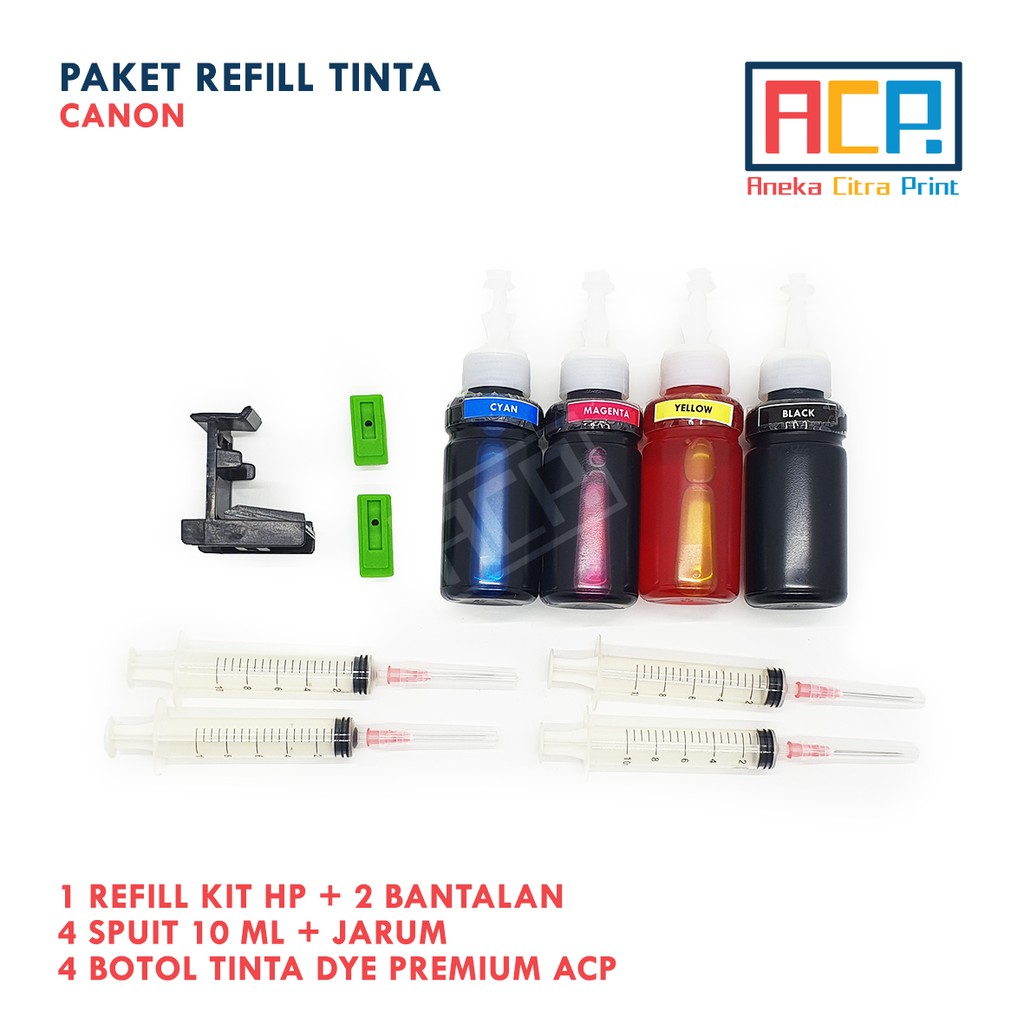 Paket Isi Ulang Cartridge - Refill Tool Kit + Tinta Isi Ulang + Spuit 10 ML - Canon / HP