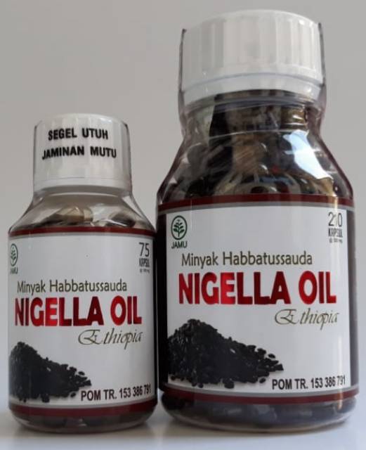 Minyak Habbatussauda Kapsul Nigella Oil 75 &amp; 210 kapsul Habbatussauda Ethopia Jinten Hitam BPOM