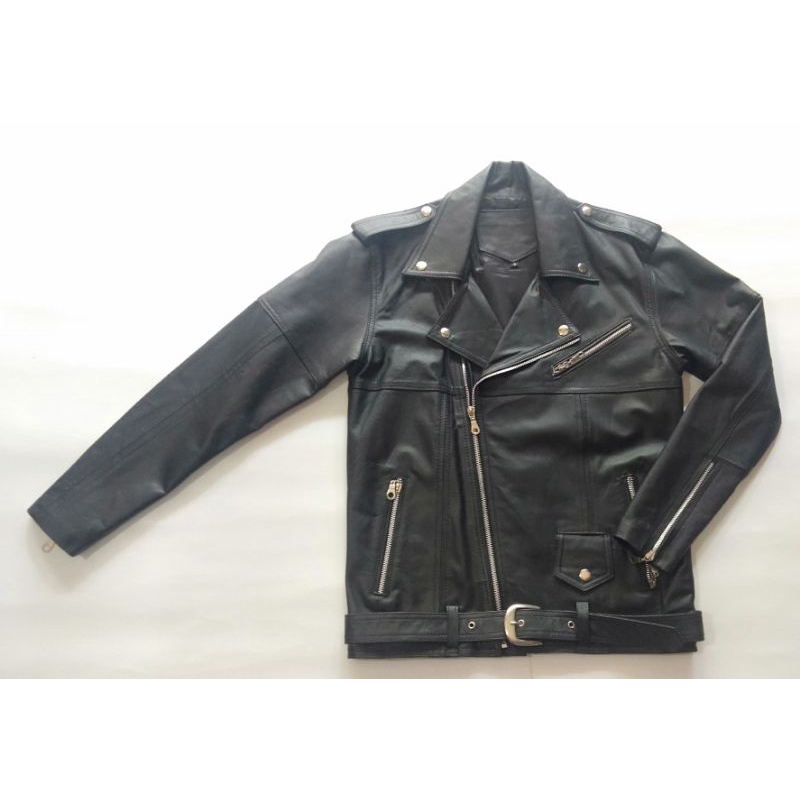 jaket kulit asli domba jaket kulit ramones jaket kulit dobel kerah