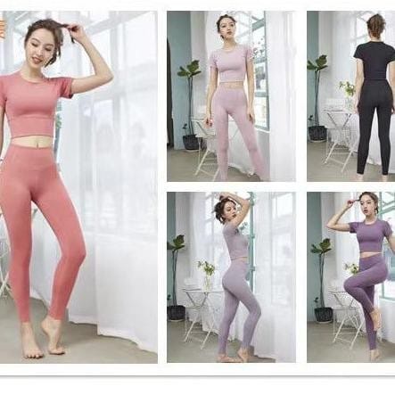 Legging Sport Import &amp; Baju Sport impor / Celana Panjang Senam Yoga Fitness &amp; Baju Gym Olahraga WSM 601 &amp; 610