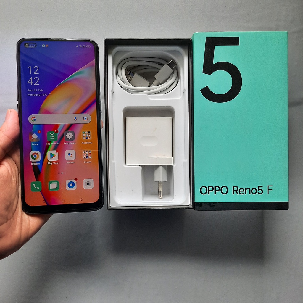 HANDPHONE (MINUS) OPPO RENO5 F 8/128GB FULLSET NO HEADSET SECOND SEKEN BEKAS MURAH