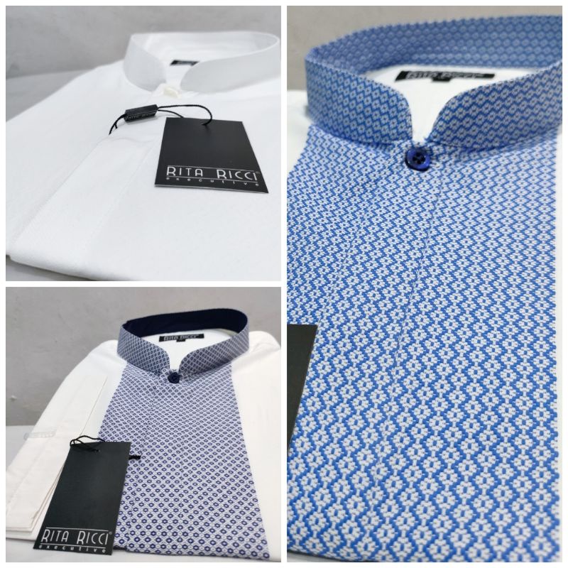 Kemeja Koko Kemko Putih Pria Rita Ricci Dobby Katun Clear Look Jumbo