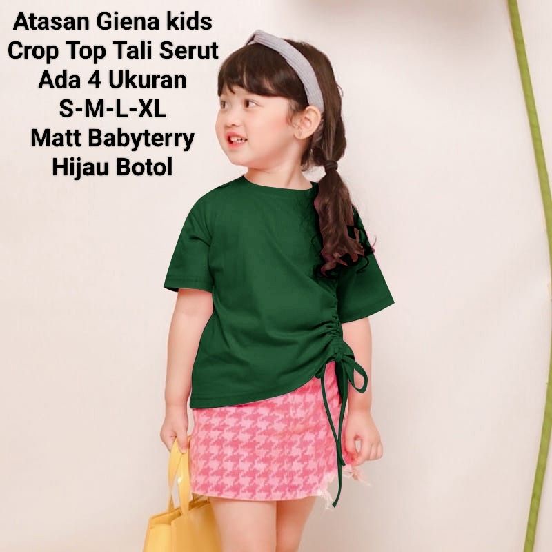 Crop Top Tali Serut Atasan Anak Perempuan Lengan Pendek/Atasan Giena Kids 1-6 Tahun Matt BabyTerry