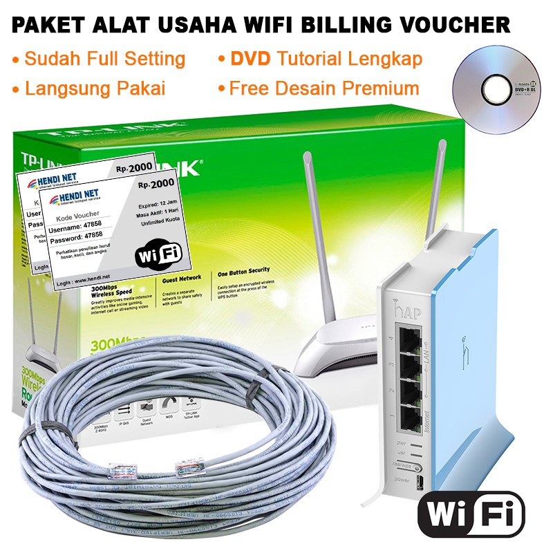 PAKET LENGKAP USAHA WIFI HOTSPOT SISTEM VOUCHER SIAP PAKAI