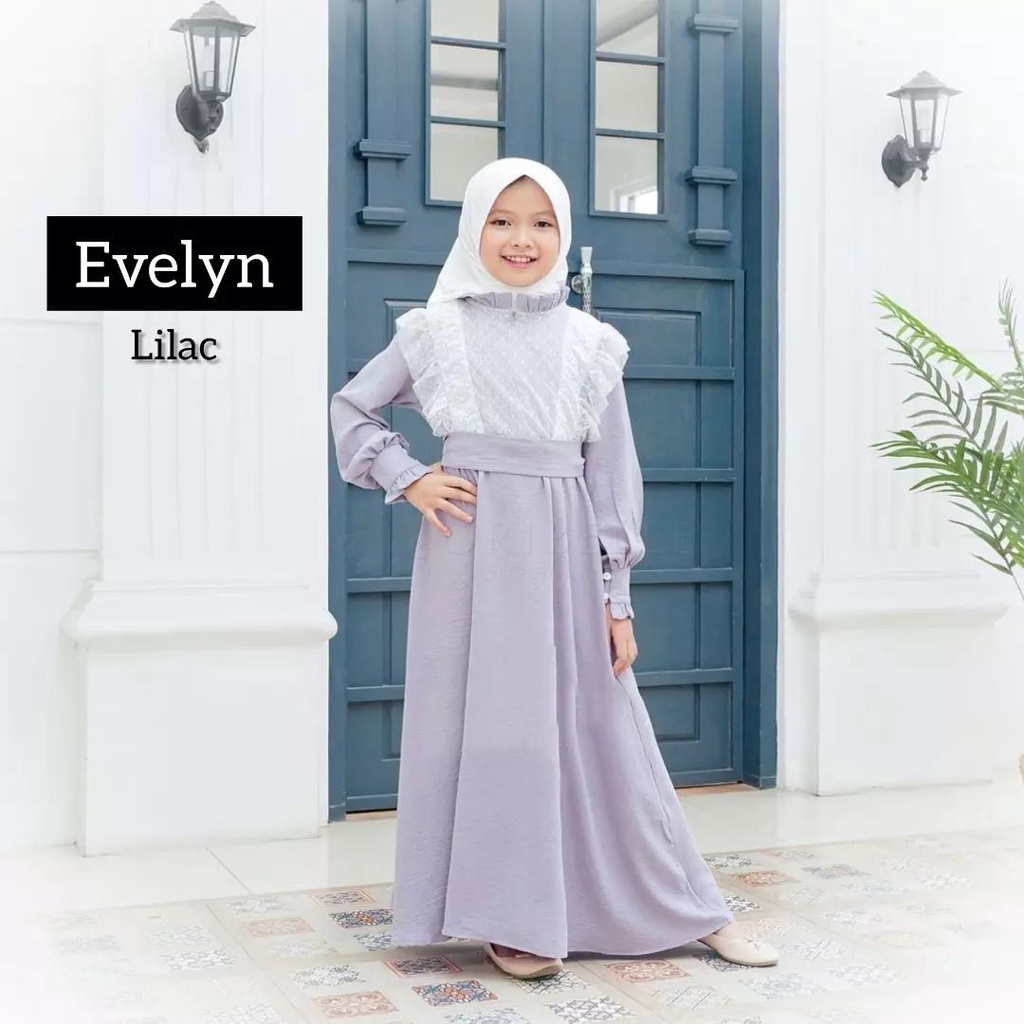 SALE Evelyn Dress Kids 10 - 12 Tahun / Gamis Anak Perempuan Tanggung / Gamis Muslim / Pakaian Anak P