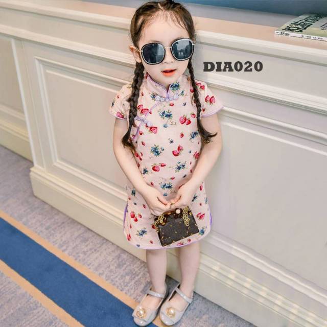 ♥BabyYank♥ DRESS CHEONGSAM STRAWBERRY - DRESS IMLEK ANAK IMPORT - QIBAO ANAK - DRESS CHINESE STYLE