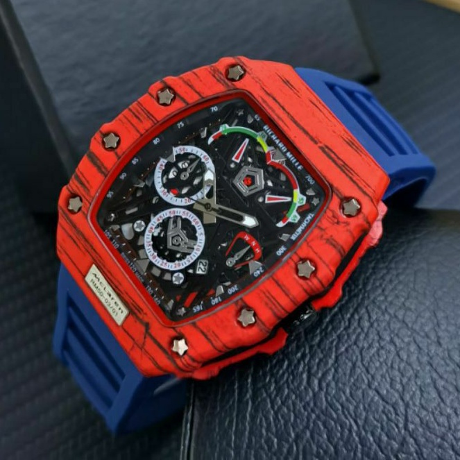 Jam Tangan Pria RM Richard Mile Body Merah Tali Rubber Pilihan - Jam Tangan Pria Super Mewah