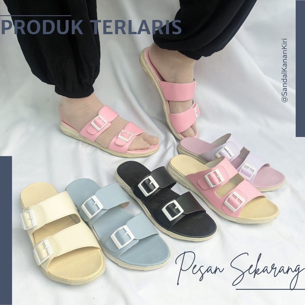 SAKAKI - Sandal Wanita Model Double Strap Sendal Tali Cewek Kekinian