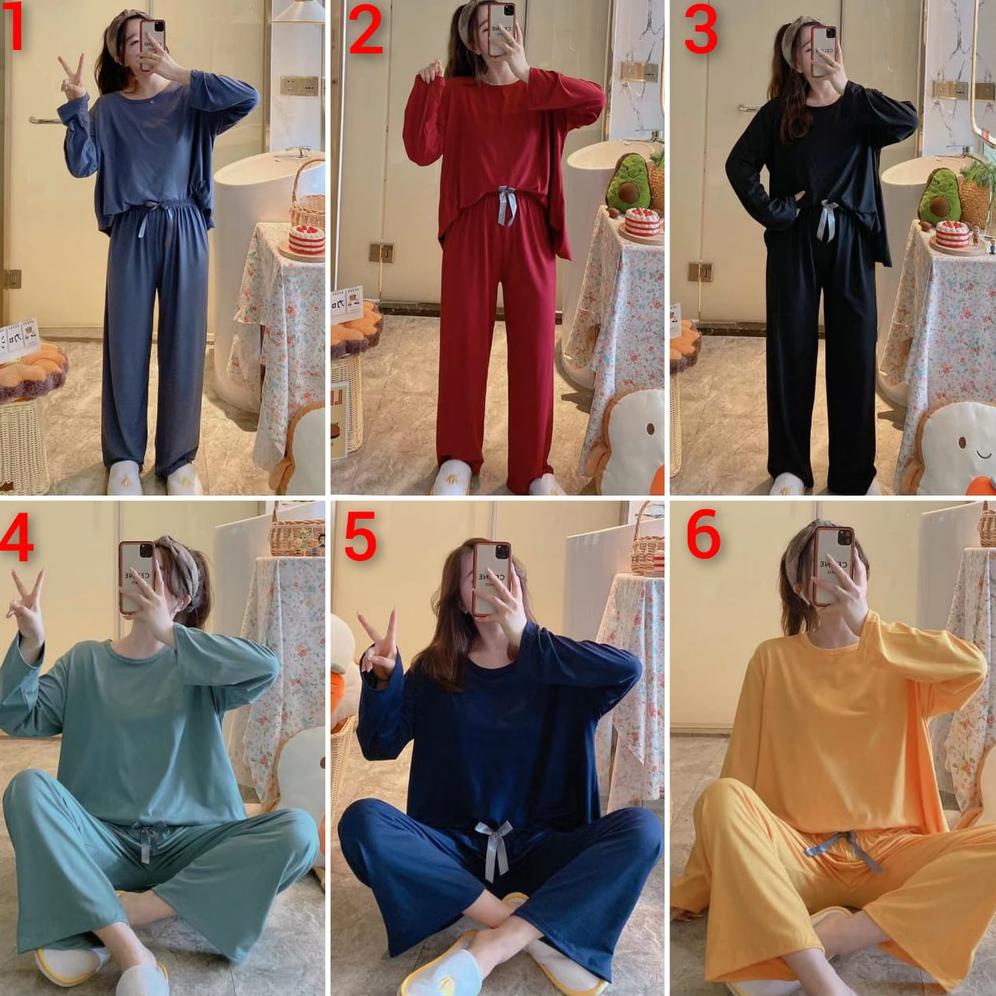 Baju Tidur Piyama Bahan Spandek Import Pp Polos