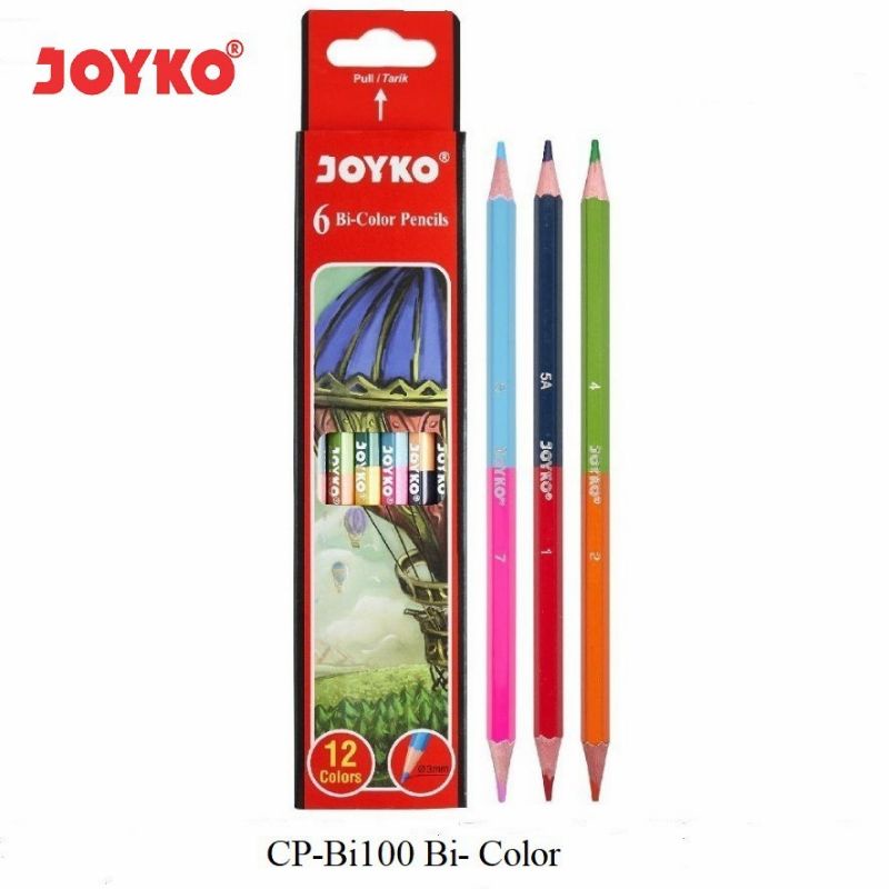 

Pensil Warna Joyko CP-Bi100 Set 6 Pcs/12 Warna Bi-Color