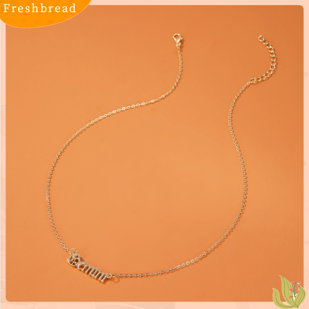 Kalung Rantai Klavikula Motif Tulisan Inggris Gaya Vintage