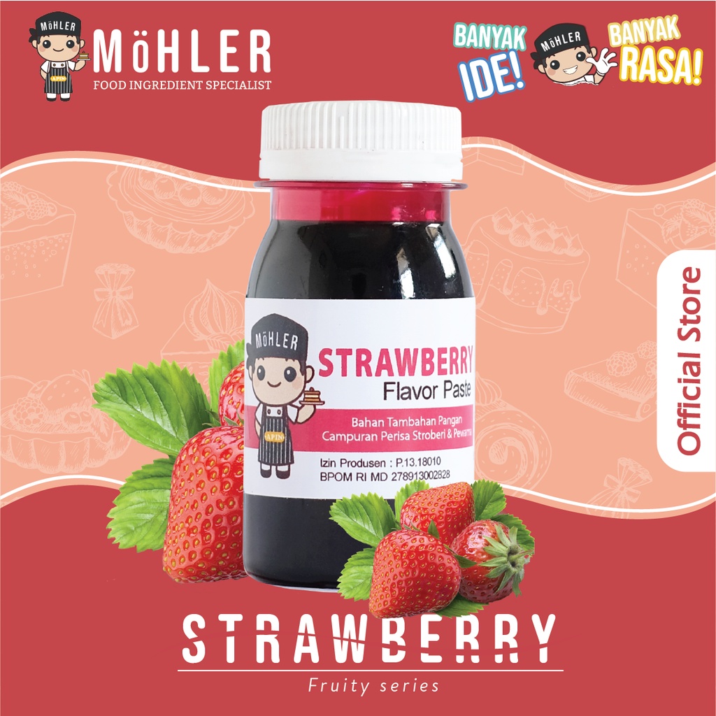 MOHLER Pasta perisa pewarna STRAWBERRY (KLIK KOMBO HEMAT UNTUK BELI 1 GRATIS 1)