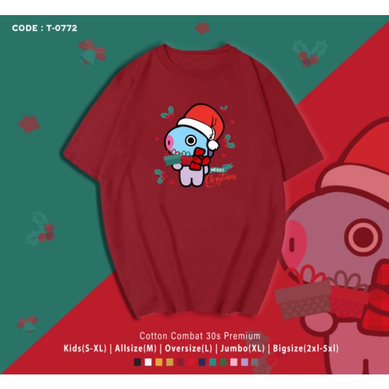 KAOS NATAL MANG BT21/T-SHIRT MERRY CHRISTMAS BT21 MANG