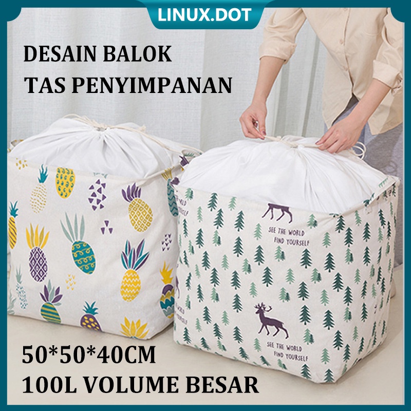 Penutup Serut Bag Keranjang Storage Bag 100 Liter Simpan Mainan Anak/Baju Organizer