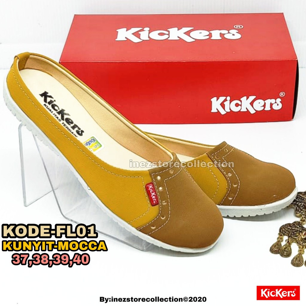 SEPATU WANITA KICKERS FLAT SHOES KODE FL01 MURAH HARGA GROSIR