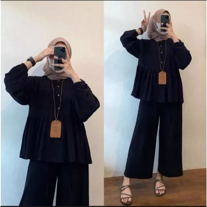 Invinov_Atasan tunik wanita bahan Cringcle airflow busui fredly tangan panjang all size