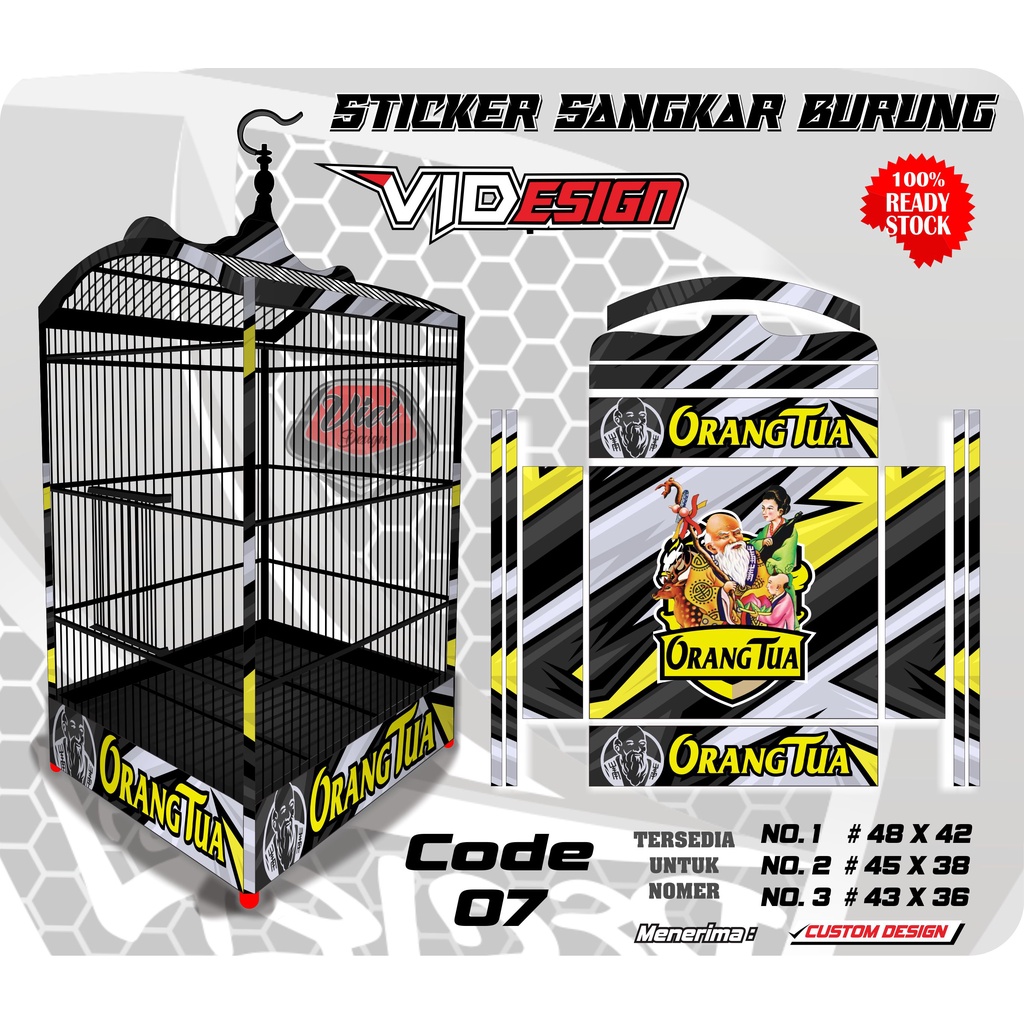 Stiker sangkar kotak kacer / Decal kandang ebod No. 1 2 3 / Motif KEREN