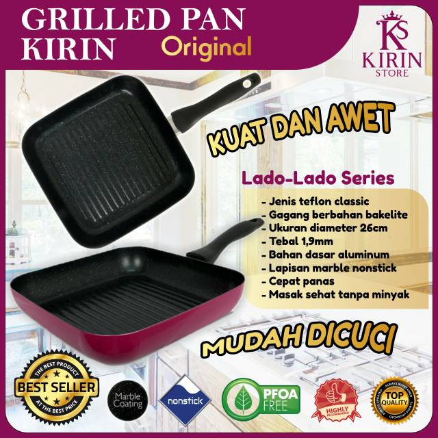 Grill Gril Fry Grilled Pan Frypan Alat Pemanggang Peralatan Perlengkapan Dapur Masak Kirin S013