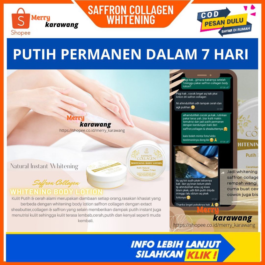 Pemutih kulit permanen orang korea dalam satu kali pakai Handbody pemutih permanen 1 minggu Body lotion whitening Saffron Collagen