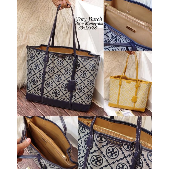 TB PERRY MONOGRAM CANVAS TOTE BAG / PERRY MONOGRAM TOTE BAG
