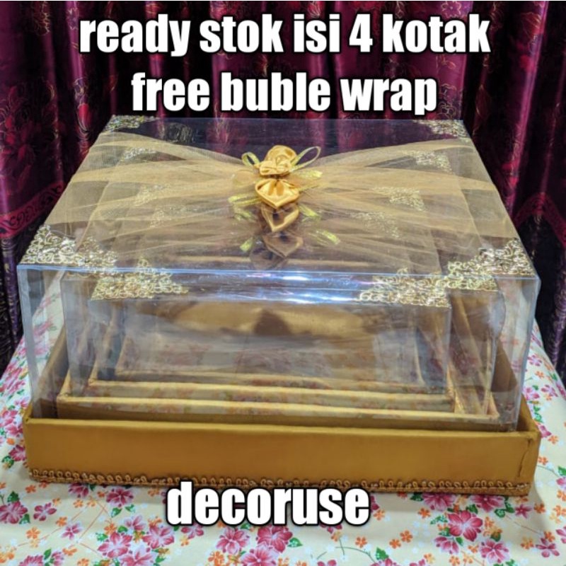 Kotak Hantaran Versi Premium Full Sett Isi 4 Box Termasuk Mika Tinggal Pasang Praktis Murah Elegante