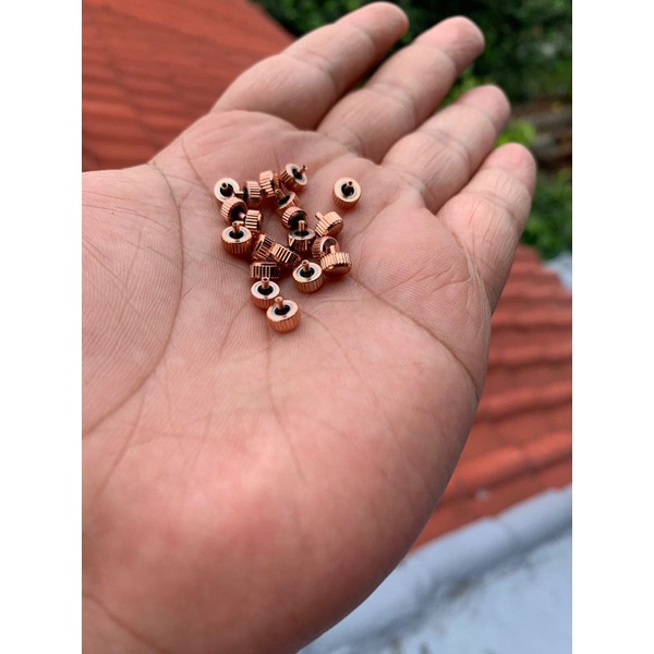 Crown knop jam tangan Stell Rose gold 4mm